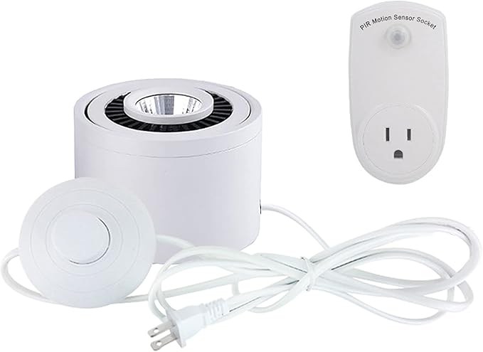 LED Accent Uplight with White Foot Switch Portable Spot Light Motion Sensor Device Activates Lights 7W LED Spotlight Decorative Light Backlight Leaning for Loft Gallery Exhibition