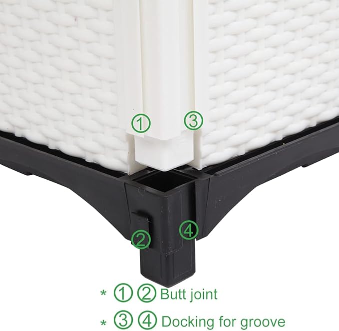 2pcs Garden BedModern Rattan-Style Plastic Raised Bed Garden Planter Stand Set for Backyard Kit for Flower Vegetable Grow Indoor Outdoor White