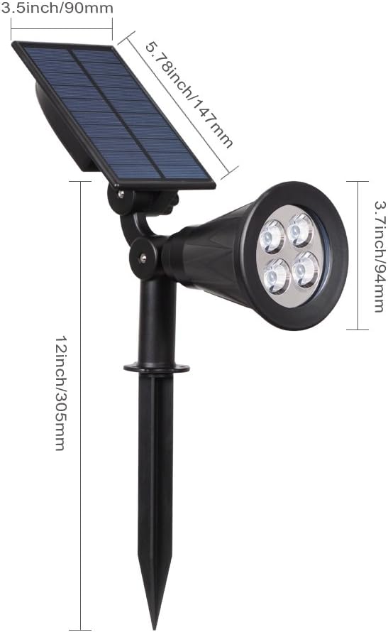 T-SUN Solar Spotlights Outdoor Waterproof Auto Turn ON/Off Solar Lights Blue 2 Pack &amp Yellow 2 Pack