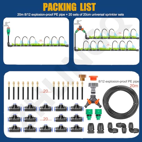 360° Adjustable Drip Irrigation System Kit with Smart Timer for Garden Greenhouse &amp Yard - 20m (65.6ft) Auto Watering Solution for Plants Efficient Watering System