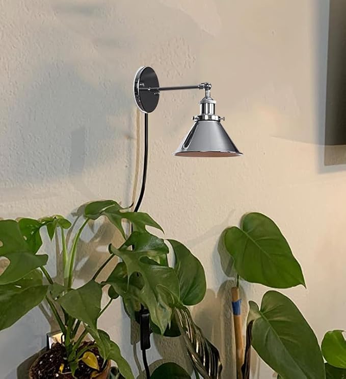 Hook Type Wall Mounted Plant Light Full Spectrum 25W 6000K White Light Timing Silver Metal Adjusted Angle Modern Wall Lamps for Plants Flowers Indoor Growing