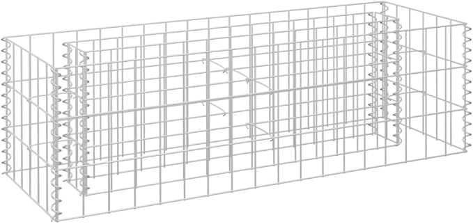 Gabion Raised Bed Galvanized Steel 35.4x11.8x11.8 Silver Garden Planter Box Outdoor Raised Garden Bed for Flower and Vegetable Garden