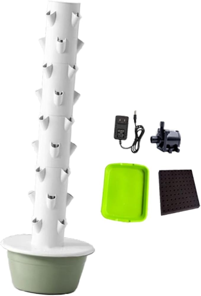 Hydroponics Growing System Hydroponic Tower Nursery Planter Plant Germination Kit Vertical Garden Planter for Flowers Peppers Green Size L