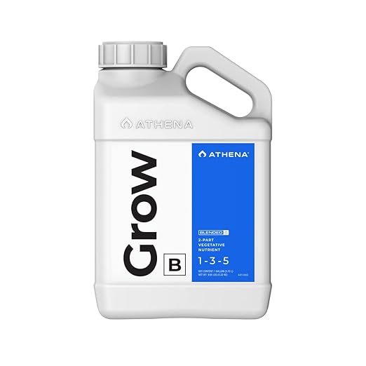 Athena Blended Grow B | Vegetative Liquid Fertilizer for Hydroponics &amp Soil | Plant Food for Veg Stage Growth | NPK 1-3-5 | 1 Gallon