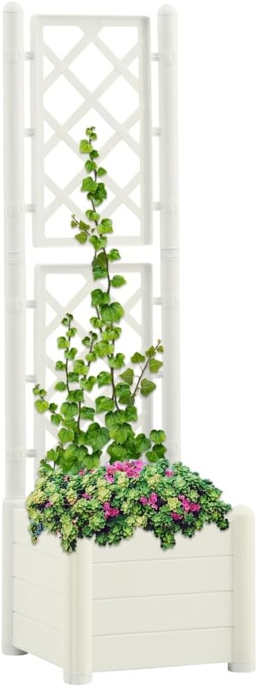 vidaXL Garden Planter White Polypropylene Medium Durable