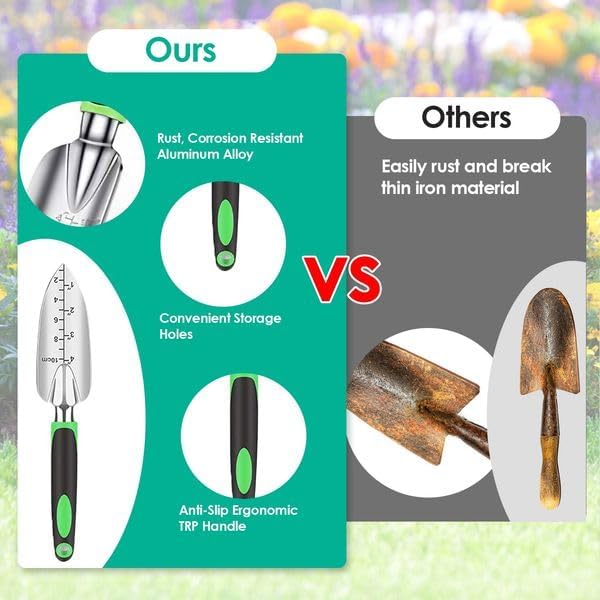 13Pcs Garden Tool Set Aluminum Alloy Gardening Hand Tools Starter Kit with Garden Bag Heavy Duty Outdoor Hand Tools with Non-Slip Ergonomic Handle for Plant Gardening