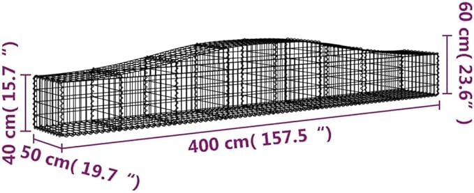 Galvanized Iron Gabion Basket Set of 3 Silver Rectangular Raised Garden Fence Panel 157.5 x 157.5 x 23.6 in Easy Assembly Retaining Wall for Outdoor Patio Yard Landscaping
