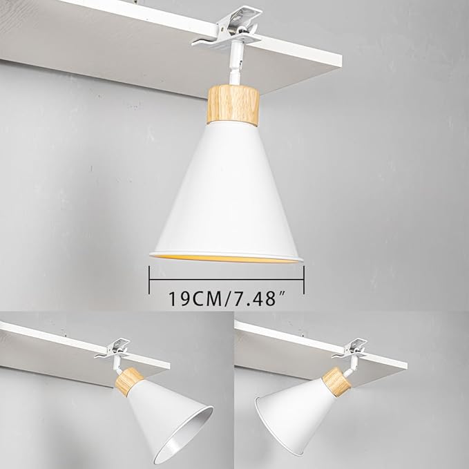Clip Mount 5.9Ft Plug in Timing Cord Plant Light Full Spectrum 4500K 10W Simple Wood Base White Metal Adjusted Angle Clamp Light for Indoor Plants Flowers