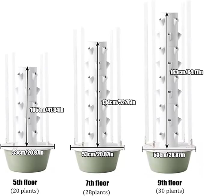 Hydroponics Tower with LED Grow Light Hydroponic Tower with Hydrating Pump Hydroponic Garden Tower Vertical Hydroponics Growing Tower for Herbs Fruits and Vegetables20holes