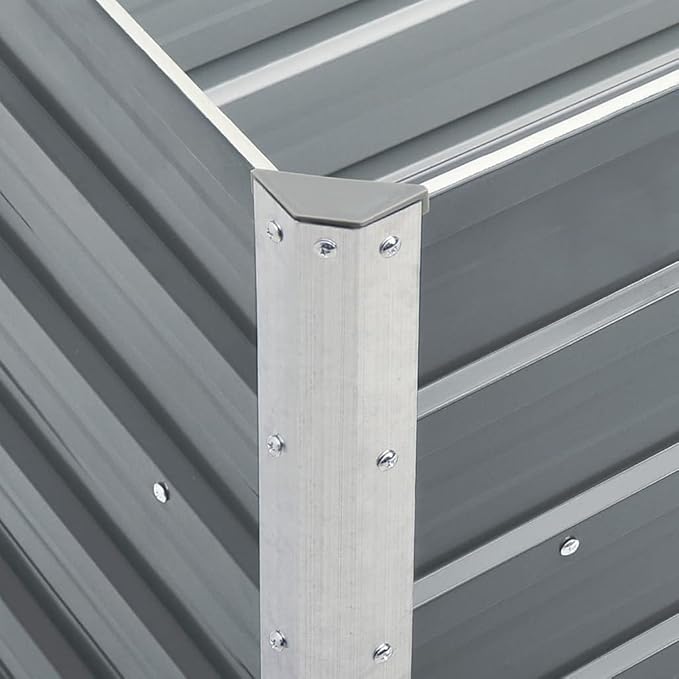 Garden Raised Bed Galvanized Steel 94.5x15.7x30.3 Gray
