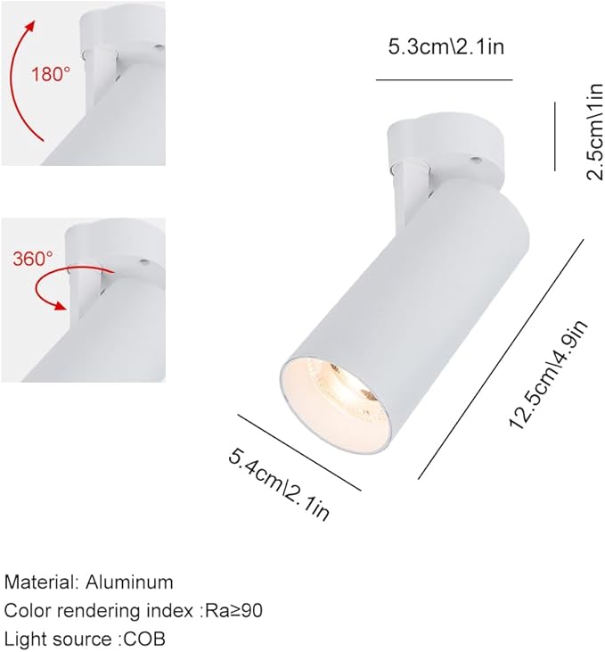 Spotlight Led Flush Mount Spotlamp Directio l Downlight Indoor Spotlights for Living Room Gallery Picture Panting Accent Lighting