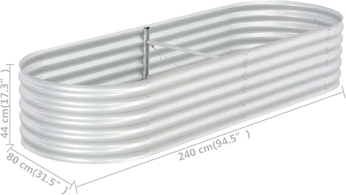 Garden Raised Bed Large Galvanized Steel Planter for DIY Enthusiasts Silver Rectangular Design for Outdoor Gardens Balconies or Patios