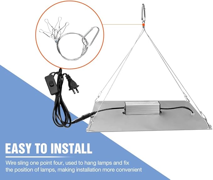 2PCS 600W Full Spectrum Plant Light Sunlight 100-277V Indoor Filling Lamp Veg/Bloom Two Modes Dimmable Hydroponic Lighting UV/IR Cultivation Lamps Veget Cactus Potted Flowers with Hook US Plug