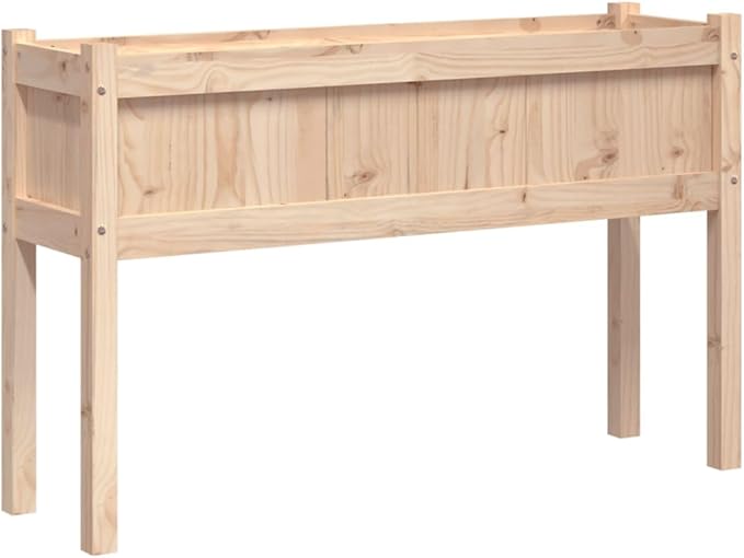 Garden Planter Natural Wood Solid Pine Wood Large Rectangular Raised Bed for Outdoor Plants Oiled Finish 43.3 x 27.6 Inch