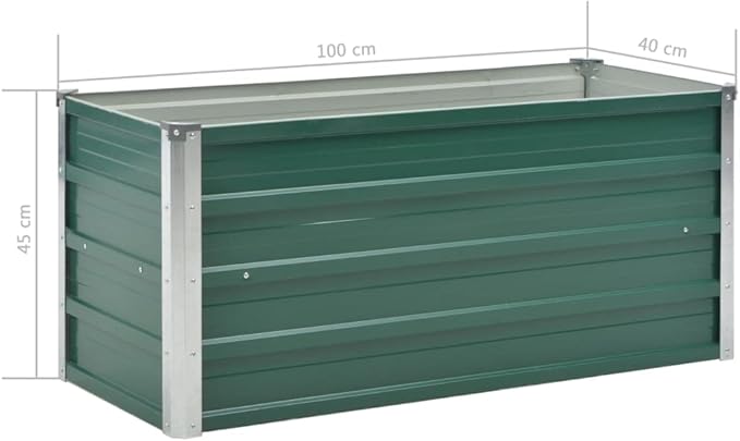 Outdoor Garden Raised Bed Galvanized Steel Metal Outdoor Garden Raised Planter Box for Flowers Vegetables Fruits Herbs Green 39.4x 15.7x17.7