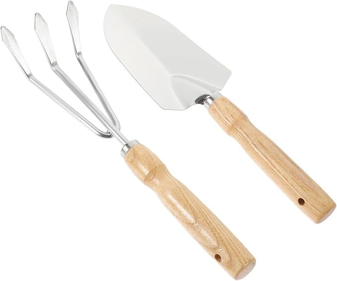 5sets Gardening Tool Hand Trowel and Rake for Soil Loosening Planting and Weeding for Bonsai and Small Garden Projects