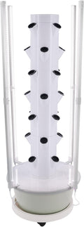 28-Plant Hydroponic Growing Tower – Indoor Vertical Garden Kit with LED Grow Lights 7.92 Gal Water Tank 6-Preset Timer &amp Wheels (20.86 x 53.54 in) for Herbs/Veggies/Flowers (Light Green Tank)