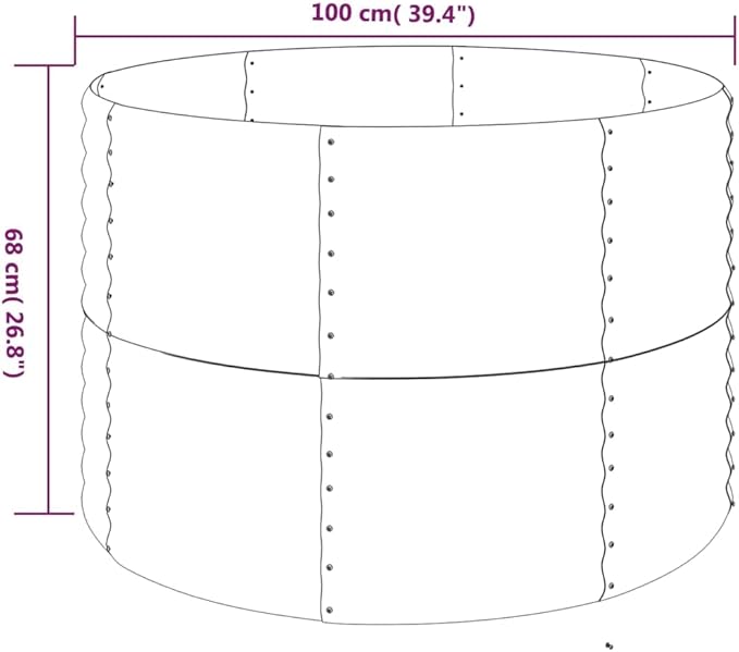 SKM Garden Raised Bed Powder-Coated Steel 39.4x39.4x26.8 Gray (6.64 KG/14.608 LBS)