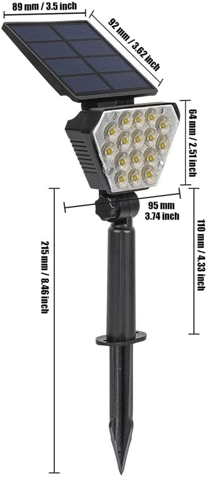 Solar Lawn Light LED Outdoor IP65 Waterproof High-Brightness Tree Garden Light Floor/Wall-Mounted Dual-Purpose Solar Spotlight 205LM (Daylight White)