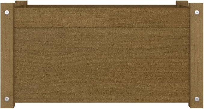 Honey Brown Solid Pinewood Garden Planter 23.6 Inch Durable Rectangular Outdoor Raised Bed for Flowers Vegetables Herbs Terrace &amp Backyard