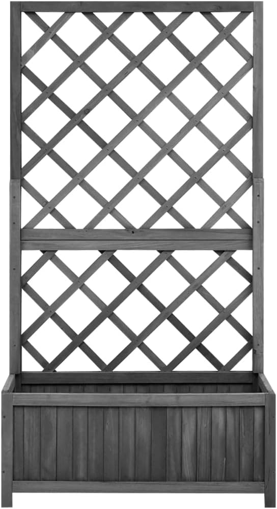 Garden Trellis Pot Raised Bed Garden Beds Outdoor Garden Trellis Planter Black 27.6x11.8x53.1 Solid Firwood Easy to Assemble for Backyard Patio Deck Lawn