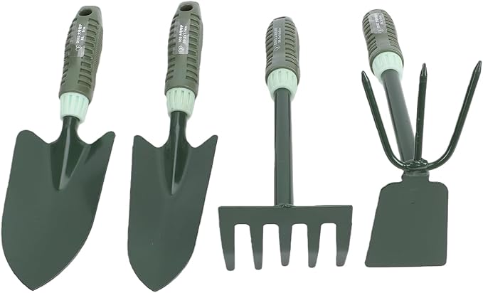 Garden Tool Set 4 Piece Heavy Duty Iron Tools Ergonomic Soft Grip Handles Gardening Tools with Oxford Fabric Carrying Bag Durable Coating Gardening Kit for Home Lawn Yard Farm