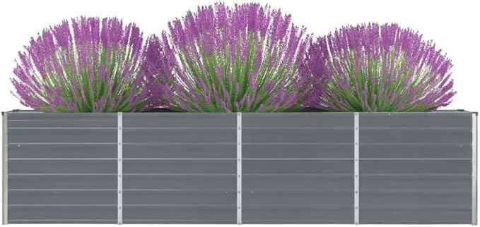 Raised Garden BedPlant Elevated Garden Box Outdoor Planting BoxesHerb Garden Planter OutdoorVertical Garden Planterfor FlowerHerbBackyardPatio126x15.7x30.3 Galvanised Steel Gray