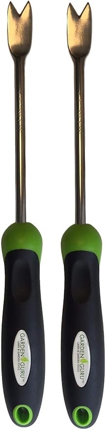 Garden Guru Dandelion Weeder Tool with Ergonomic Handle - Stainless Steel Weed Puller for Planting Weeding Flower and Vegetable Care in Lawn Garden Yard | Rust Resistant (2 Pack)