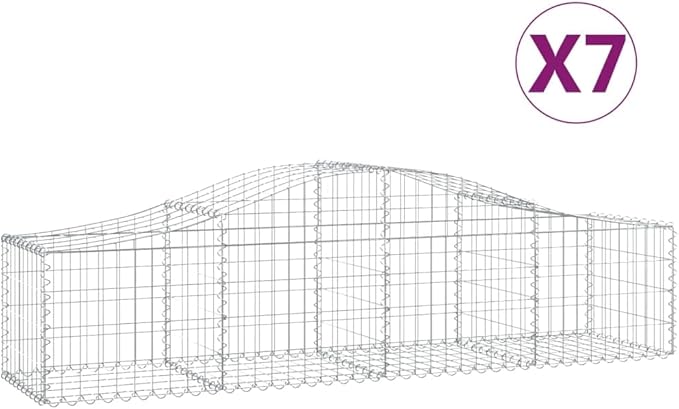 7-Piece Spiral Gabion Basket Set 78.7 x 19.7 x 23.6 in Galvanized Iron Raised Garden Bed Planter for Stones Modern Outdoor Divider for Patio and Backyard
