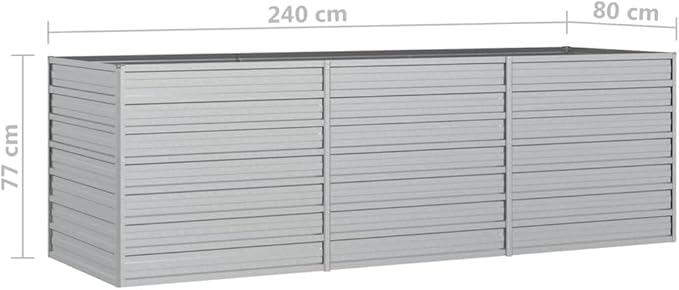 SKM Garden Raised Bed Silver Galvanized Steel Large Garden Raised BedSilver (Weight 32.14KG)