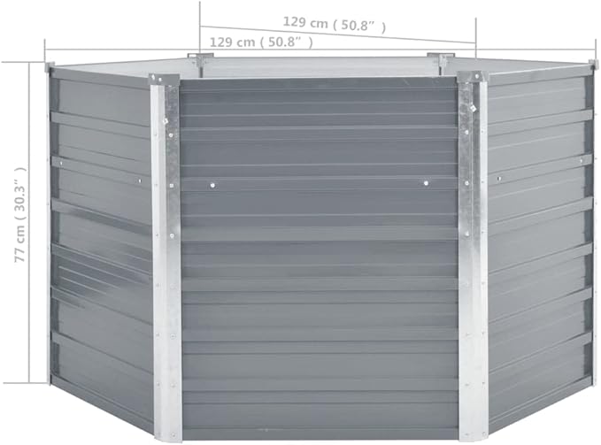 YAFF Garden Raised Bed Galvanized Steel 50.8x50.8x31.3 Gray (21.12lbs)