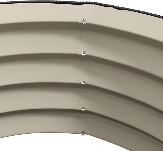 Galvanized Steel Raised Garden Beds - Set of 2 with Safety Edge for Growing Flowers Herbs &amp Vegetables Waterproof Cream White Planters