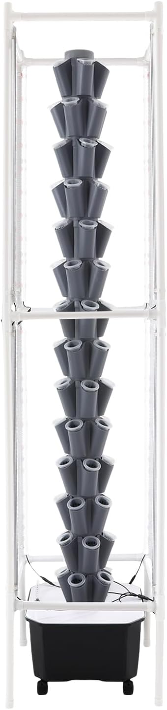 Hydroponic Growing Tower System Kit 70-Plant Vertical Hydroponics Garden Tower with LED Grow Light for Outdoor Indoor Herbs Fruits Vegetables Smart Garden Planter Kit