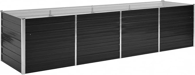 Raised Bed Planter Large Rectangular Galvanized Steel Garden Bed 126 x 31.5 x 30.3 Inches for Outdoor Balcony and Terrace Gardening