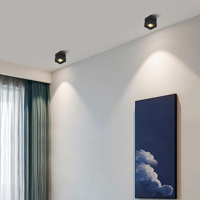 Led Spotlight Adjustable Ceiling Spot Light Art DIY Spotlights Gallery Picture Lighting Artwork Display Spots Lights Square Wall Swivel Lamps for Living Room Hallway