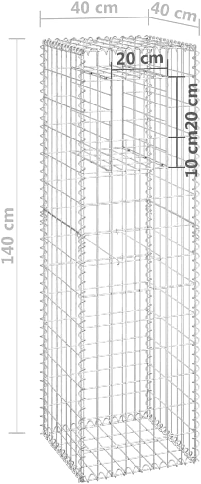 Galvanized Steel Gabion Basket Post/Planter Raised Bed Gabion Raised Bed to Fill with Rocks or Gravel Stable Durable Gabion Post 15.7x15.7x55.1