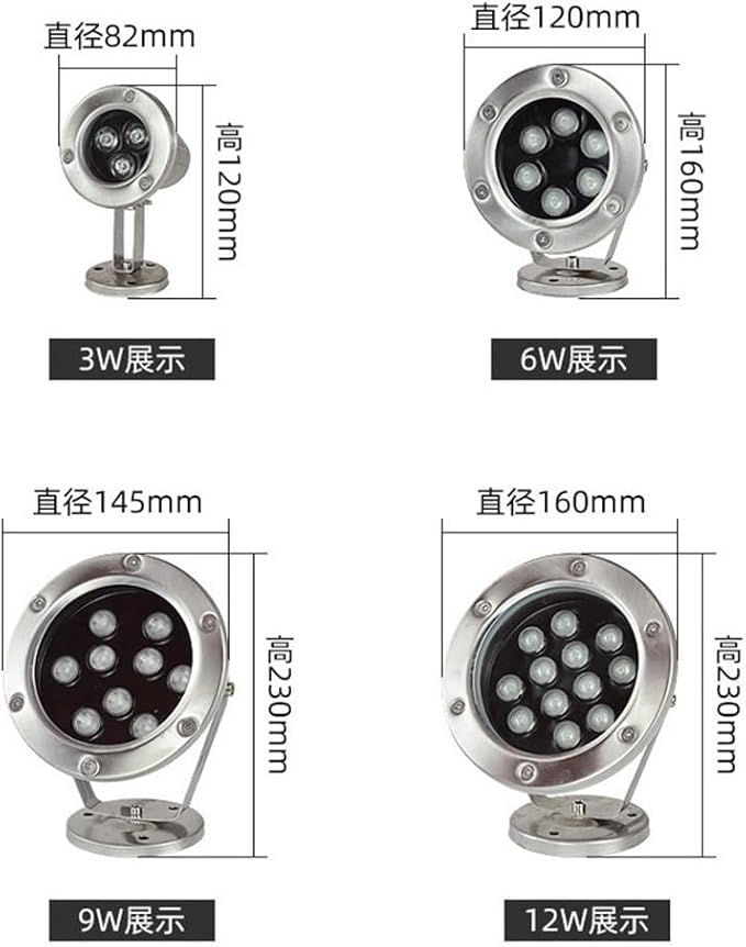 4pcs/lot 24V Stainless Steel Underwater Lights Underwater Lights Led Pool Lights Landscape Pool Spotlights Square Fountain Lights (Color : Cold White Size : 24W)