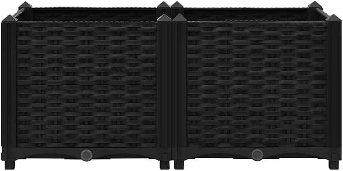 Raised Garden Bed Polypropylene Planter Box Raised Bed Planting Container Indoor Outdoor Vegetables Herbs Flowers Growing Planter Box 31.5x15.7x15 Polypropylene Black
