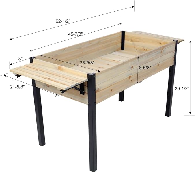 LICOME Wood Raised Planter BoxPlanters for Outdoor PlantsElevated Herbs Vegetables Flowers Great Patio Deck Balcony (Black+Natural + Wood)
