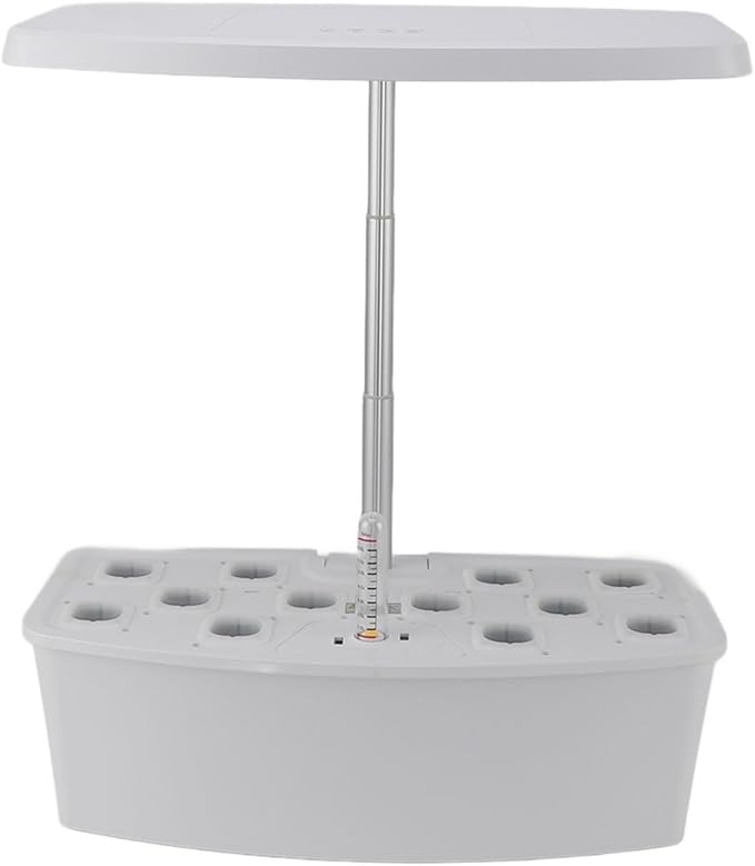 Hydroponics Growing System Indoor Garden 12 Pods System Garden Kit LED Grow Light Height Adjustable Hydroponic Planter Plant Germination Kit Gardening Gifts for Women (White)