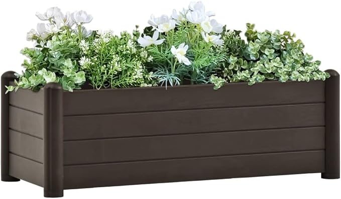 vidaXL Durable Raised Garden Bed - Mocha Polypropylene Planter - Large Capacity - Indoor/Outdoor - UV Weather and Frost - 21.1 Gallon
