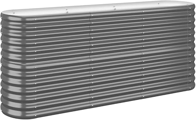 60 inch Oval Anthracite Raised Garden Bed Powder-Coated Steel Planter Box 59.8 x 59.8 x 26.8 in Sturdy Outdoor Flower &amp Herb Planter for Patio Terrace and Balcony