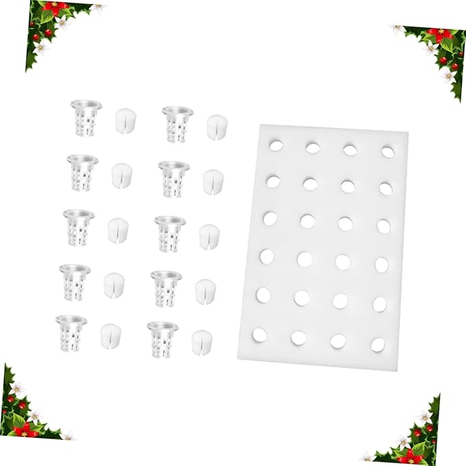 1Set Hydroponic Planting Tray Soil Floating Sponge Kit with Cylinder Sponge Cups Planting Baskets for Greenhouse Vegetable Cultivation