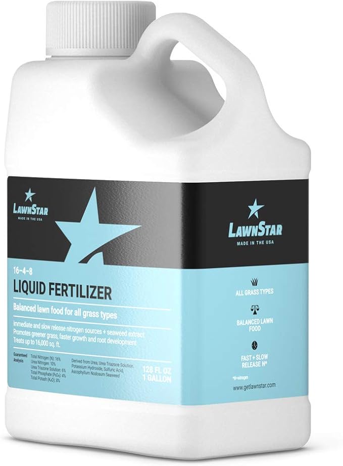 Balanced 16-4-8 Nutrient Liquid Fertilizer (1 Gallon) - Premium Lawn Food NPK with Added Seaweed Extract Treats Common Deficiencies Safe for All Grass Types
