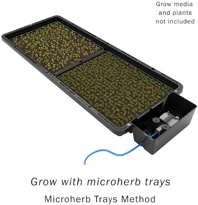AutoPot Tray2Grow System - Tray2Grow with MicroGreen Trays and 25 Gal FlexiTank - Self-Watering Gravity-Fed Hydroponic Indoor System Black