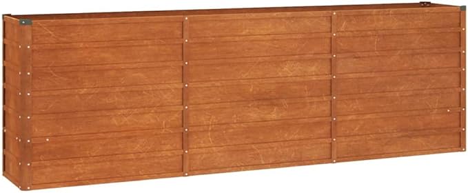 YAFF Garden Raised Bed Rusty Corten Steel Large Outdoor Bottomless Planter Box for Vegetables Herbs Flowers Patio Balcony Durable
