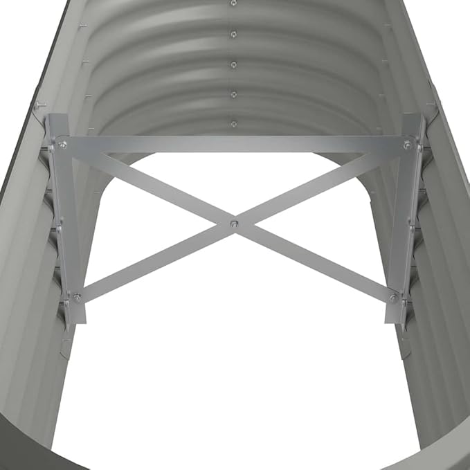 44.9x44.9x14.2 in Oval Raised Garden Bed Powder-Coated Steel Planter Box Large Outdoor Elevated Planter for Vegetables &amp Flowers Modern Grey for Patio Balcony Backyard