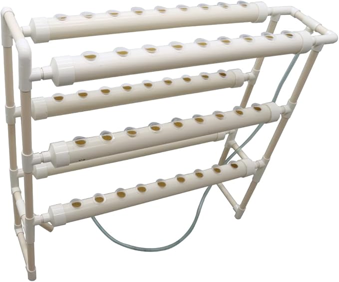 Hydroponic Grow Kit Hydroponics Growing System 54 Sites 6 Food-Grade PVC-U Pipes 3-Layers 2-Row Indoor Planting Kit with 110V Water Pump Timer for Growing Vegetables Flowers Plants