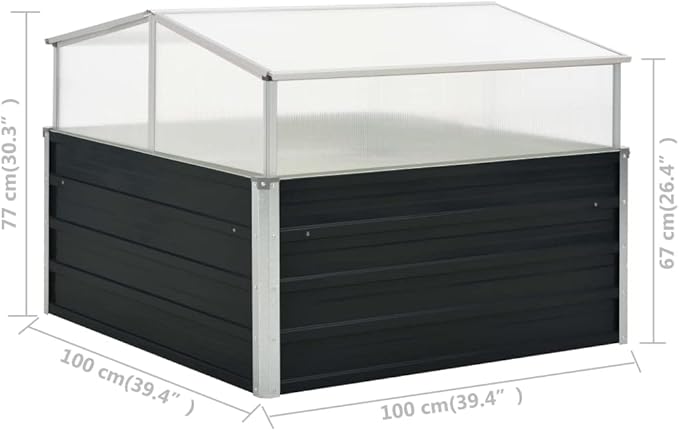 Greenhouse PlanterGarden BedGalvanized Raised Garden BedPlanter Raised bedsGalvanized PlanterAnthracite 39.4x39.4x30.3 Galvanized Steel