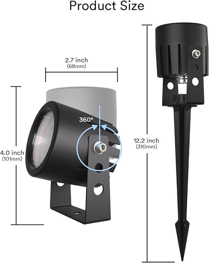 Ligency Smart Spotlight Landscape Lights Outdoor Spot Lights Waterproof RGBW Color Changing Spotlights for Yard Garden 2-Pack (28.8 Feet)